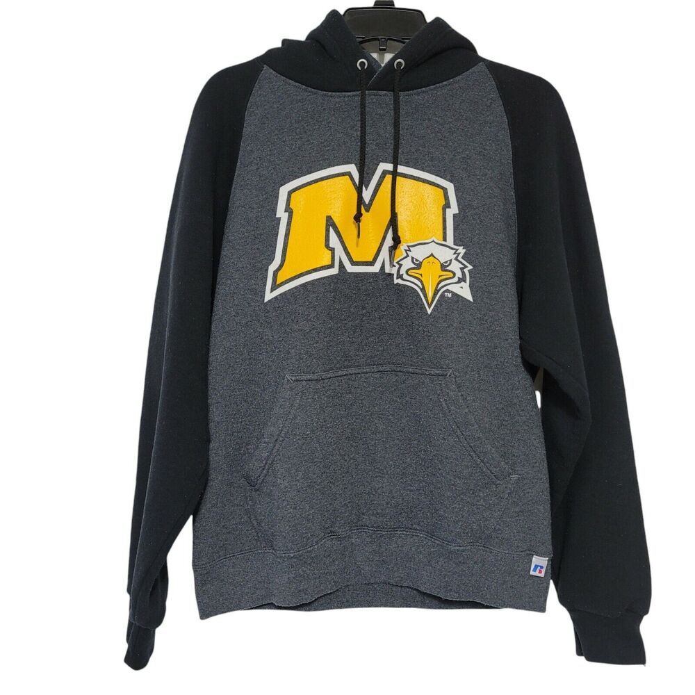 Monmouth‎ Maniacs Hoodie Mens M Black Gray Yellow Russell Athletics